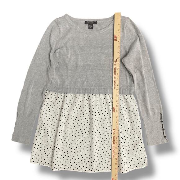 A Pea in the Pod Maternity Gray Polka Dot Tunic Top Long Sleeve Size M - Picture 4 of 8